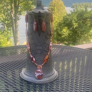 Elegant Brown and Tan Necklace and Earring Set